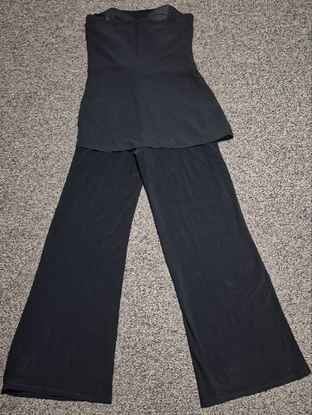White House Black Market Black Strapless Wide-Leg Jumpsuit with Peplum - Picture 4 of 7